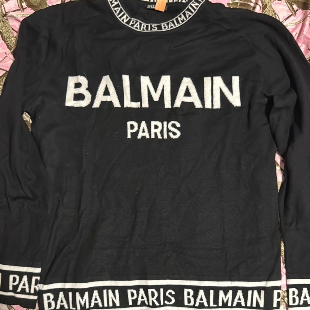 Balmain Black and White Long Sleeve Top